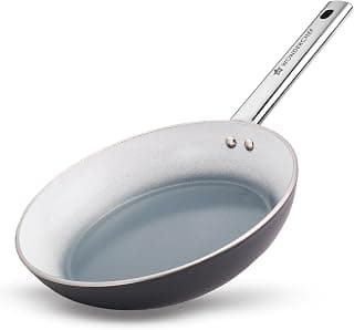 Wonderchef Eco-Glide Fry Pan | | Chemical-Free Ceramic Coating | 20cm, 1.2L | Healthy, Low Oil Meals | Scratch-Resistant | Stainless-Steel Handle | Gas & Induction Compatible | Grey | Easy to Clean