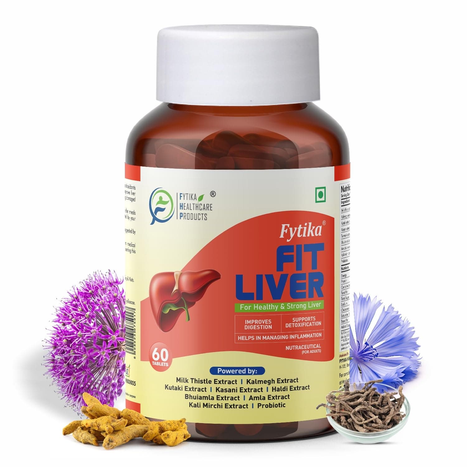 Fytika Fit Liver | Liver Detox Supplement | Liver Detox with Milk Thistle, Kalmegh, Kutaki, Kasani, Haldi | For Men & Women | 600 Tablets (Pack of 10)