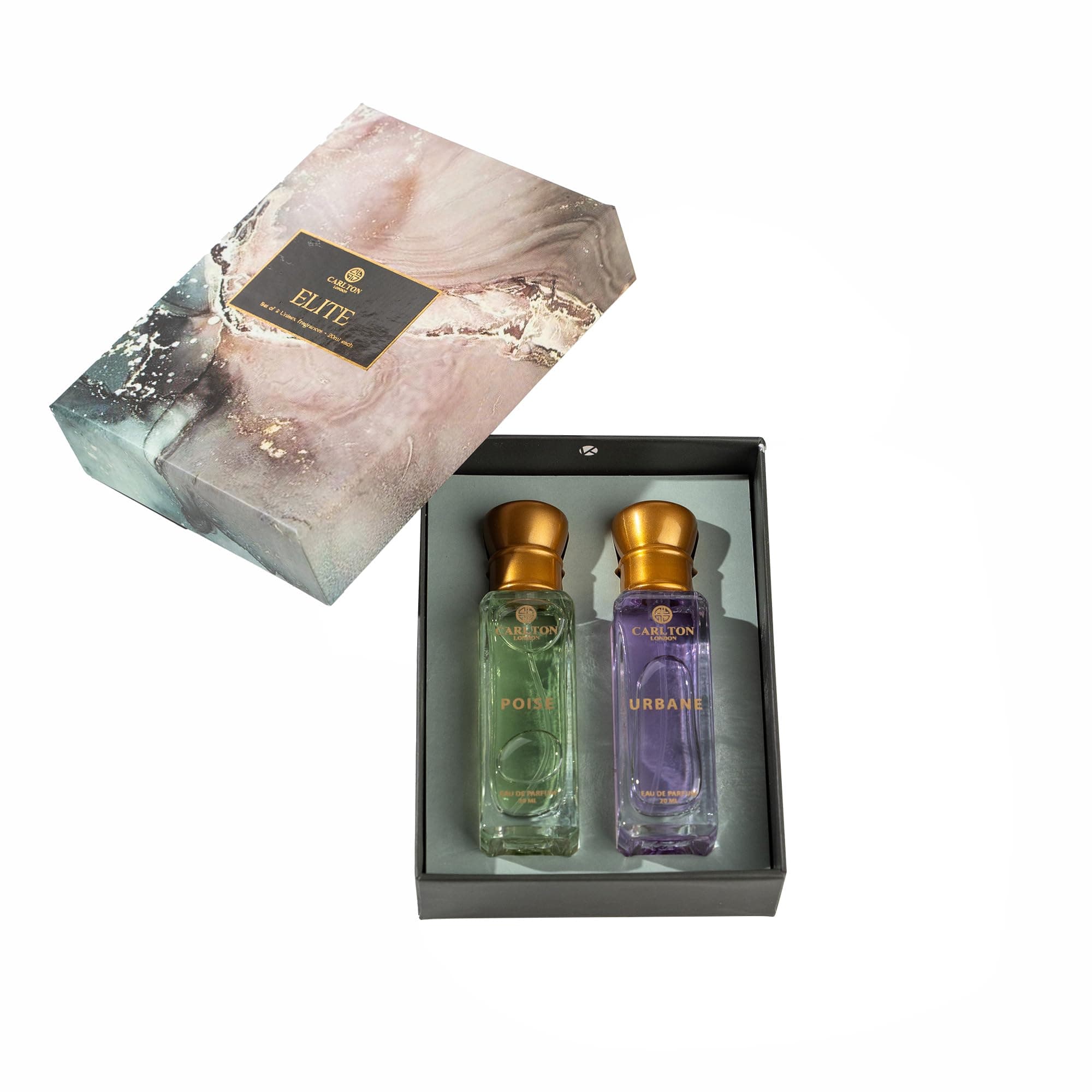 Carlton London Elite Unisex Perfume Gift Set | Luxury and Premium Long Lasting Fragrances with Fruity, Musky, Citrusy & Smoky Scent | For Men & Women Eau de Parfum | 2X20 ML