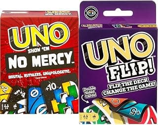 Mattel Games ​UNO Show ‘em No Mercy Card Game for Kids, Adults & Family Parties and Travel with Ext,UNO Kid Uno Flip Side Card Game, Multi Color