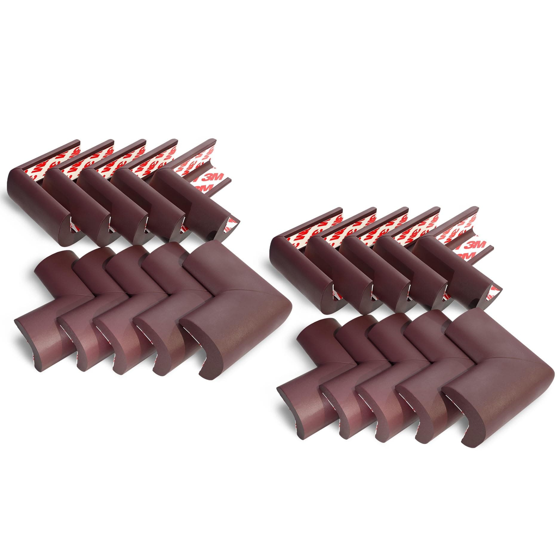 Amazon Brand - Supples Baby Proofing Pre-Taped Corner Guards | Brown | Pack of 20 | Babyproof Foam Protectors for Sharp Corners | Non-Toxic, BPA Free | Tested As Per is 9873 Standards