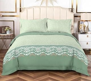 Bombay Dyeing King Size Bedsheet 180 TC Cotton Premium Bedsheet & 2 Pillow Covers - King Size - 274 X 274 Cms - Fade Less Colors - Green