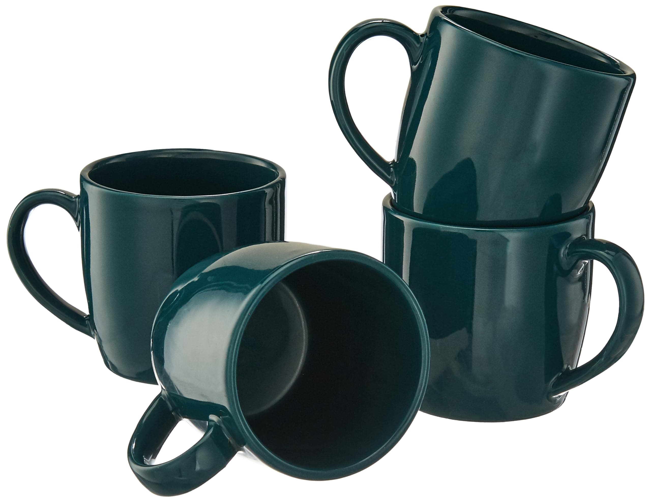 Amazon Brand - Solimo Ceramic Coffee Mugs | 100% Food Grade | Microwave Safe (200 ml, Set of 4, Turquoise)