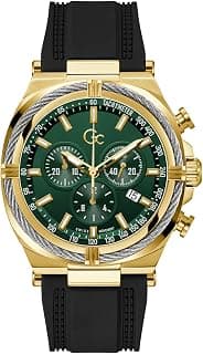 GUESS Collection Ironclass Analog Watch for Man with Green Round Dial & Black Silicone Strap Band Water Resistant Men's Wrist Watches - Z32006G9