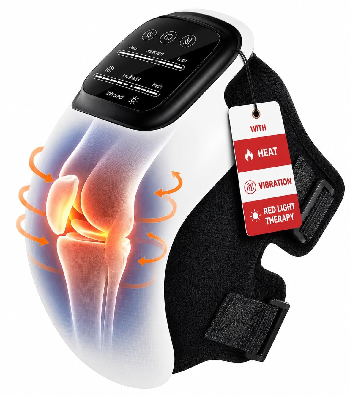 KIMEE Knee Massager for Joint Pain Relief with Heat, Rechargeable Red Light Vibration Knee Arthritis Massage Physiotherapy Machine for Women & Men, Elder Age, Cellulite