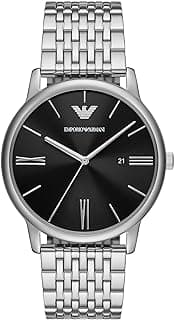 Emporio Armani Emporio Armani Stainless Steel Analog Black Dial Men Watch-Ar11600, Silver Band