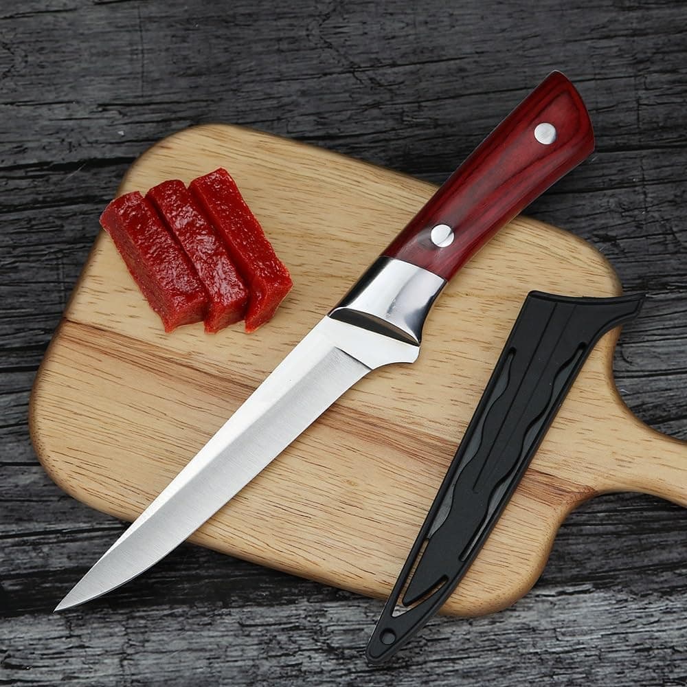 CEPLO Japanese Chef Knife High Carbon Steel Butcher Knife, Meat Cleaver & Boning Knife – Viking-Style Kitchen Knives with Ergonomic Handle for Cutting Meat, Fish & Vegetables (5.5 Inch Small)