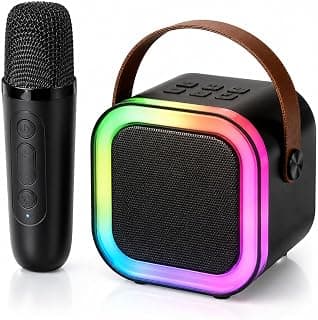Karaoke Wireless Microphone with LED Speaker | Bluetooth Portable Singing Mic with RGB Lights & Voice Effects | Fun Music Toy for Kids & Adults, Parties & Home, Office Entertainment (Multicolor)