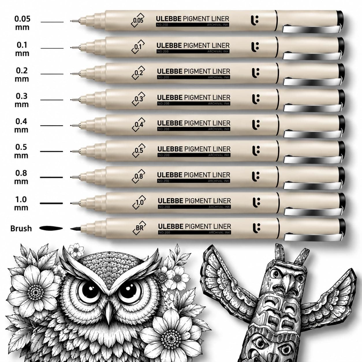 Corslet Micro-Line Pens,Set of 9 Black Micro-Pen Fineliner Ink Pens,Waterproof Archival Ink,Multiliner,Sketching,Anime,Artist Illustration,Technical Drawing,Office Documents