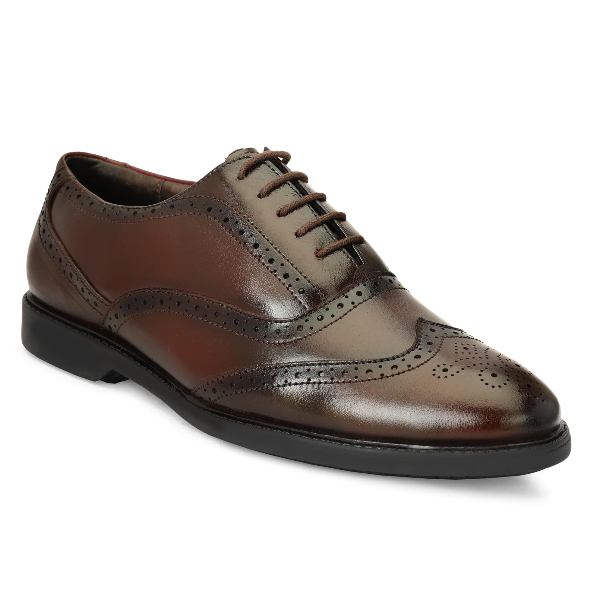 Leatherful Genuine Leather Brogue Shoes for Men | TPR Sole & Nappa Leather Lining | Classic Dress Footwear New