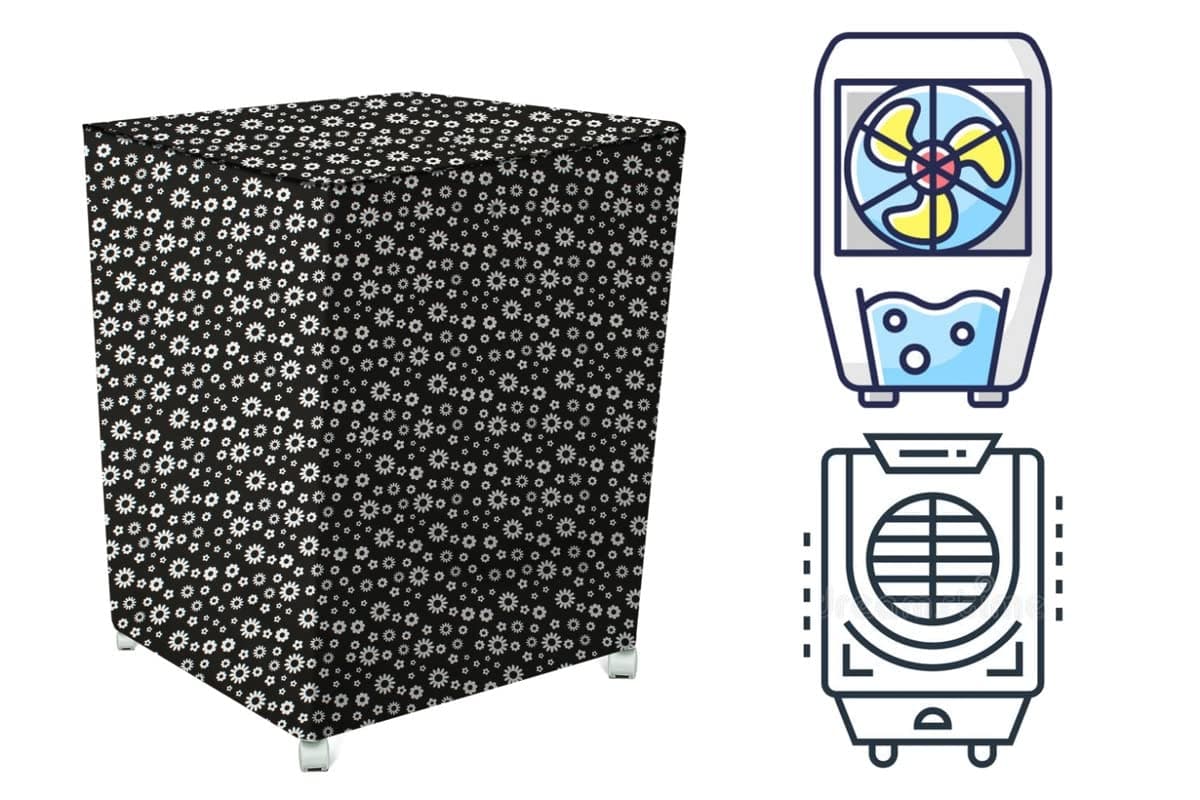 Stylista Air Cooler Cover Compatible for Kenstar Hercules (Kcihcf1H-Ect) 80 LTR Desert Cooler, Ployester, Floral Pattern White