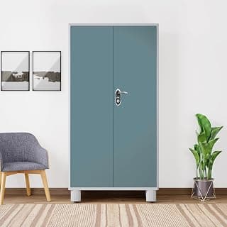 Interio by Godrej Wardrobe H1 2-Door Steel Almirah (Blue Haze), 1-Year Warranty, 1 Drawer, 1 Locker