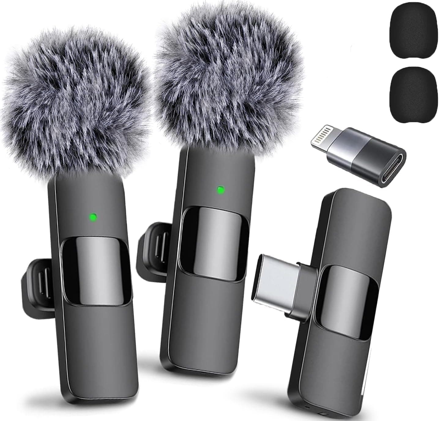 GADGETSWEAR K9 Furry Lavalier Dual Wireless Microphone Quick Plug and Use for YouTube Recording Video, Collar Bluetooth Mic for Vlogging, Cute Portable & Compatible Android, iPhone with Type C