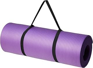 amazon basics 13mm Extra Thick Yoga and Exercise Mat with Carrying Strap, Purple