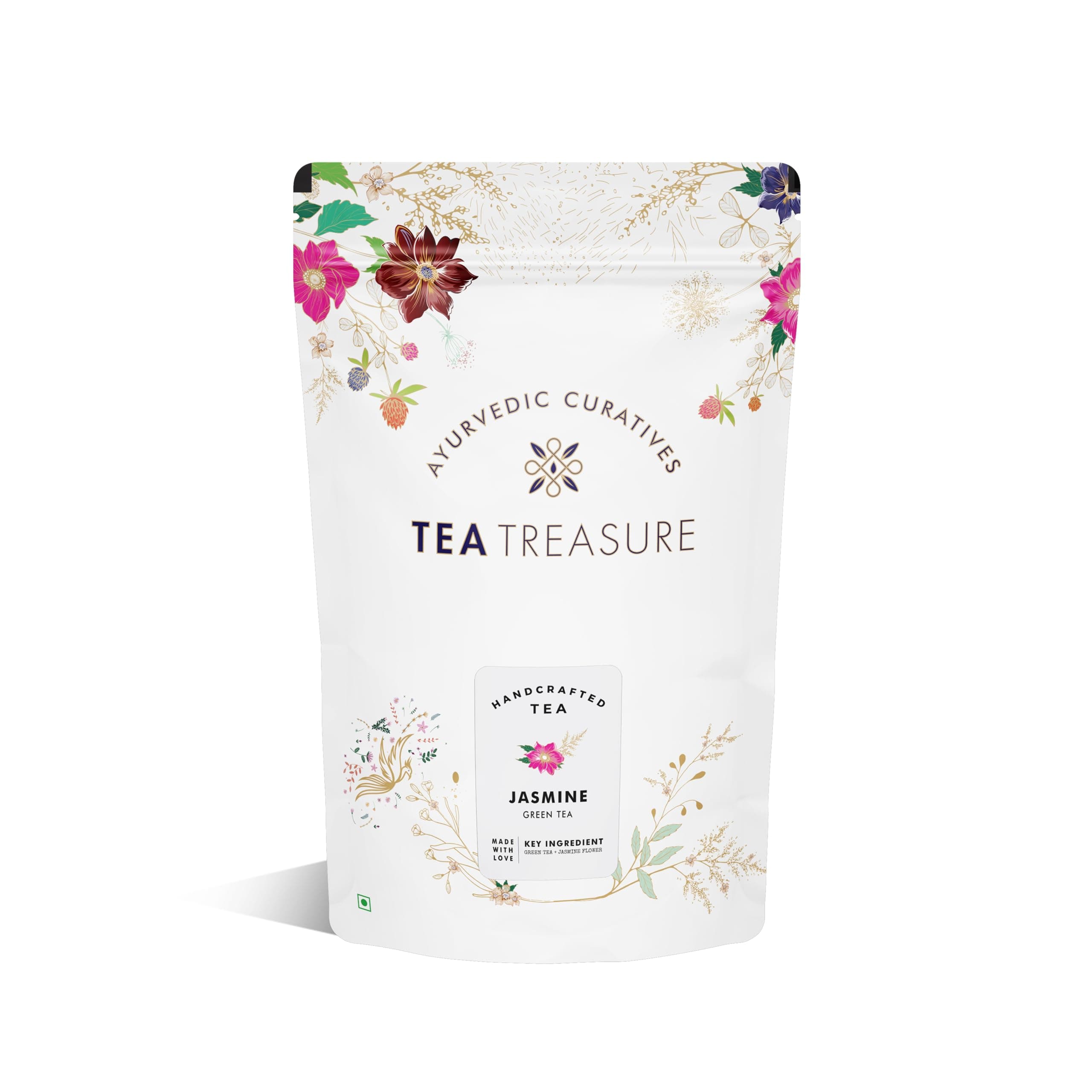 Tea Treasure Peace-Jasmine Green Tea 50 Gram | Green Tea - 50 Gram (50 Cups) | With 100% Natural & Pure Ingredients For calm Mind | Aids Sleep | Best As A Hot Drink Or Iced Cooler add 1 Tabel Spoon |