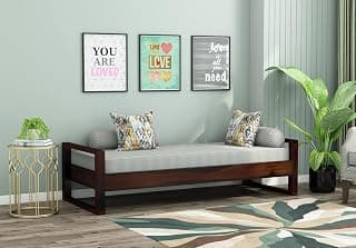Sheesham Wood 3 Seater Diwan Bed for Bedroom | Divan Sofa for Home Hall Divan Bed for Living Room | Office Mattress, Bolster Cushions & Pillows Shown in Image are Not Included
