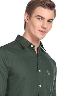 U.S. POLO ASSN. Solid Tailored Fit Shirts for Men - 100% Cotton, Full Sleeve Mens Casual Shirts