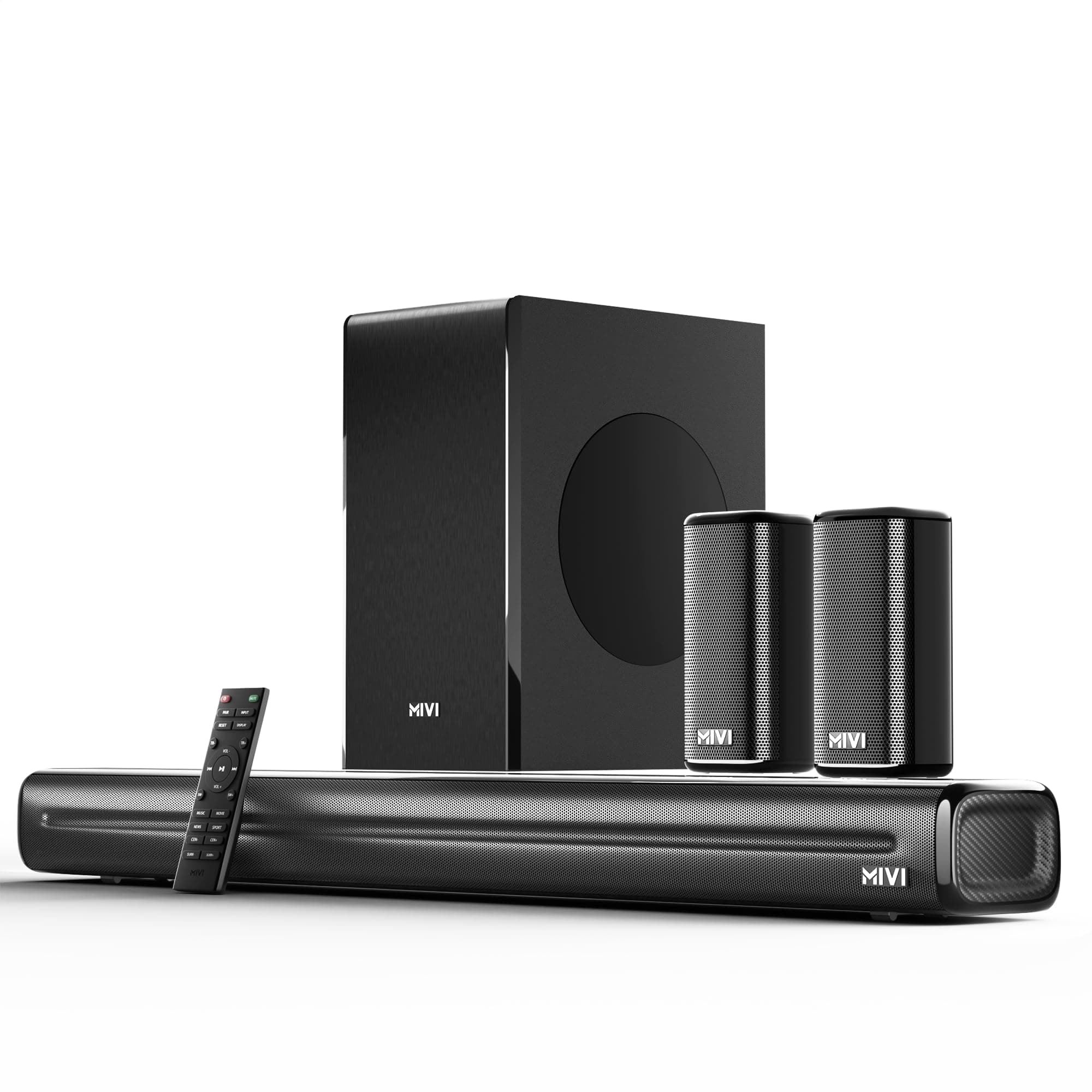 Mivi Fort Hip-Hop 6000 Home Theatre, 600 Watts Soundbar with Cinematic Sound, 5.1 Channel, Multiple EQ & Input Modes, BT v5.3, Remote Accessibility, Made in India Sound bar for TV