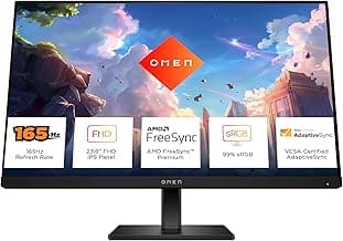 HP OMEN Gaming Monitor, 23.8 inch(60.5 cm) FHD, 165Hz, 3-Sided Borderless, 300 nits, Pivot Rotation, Anti-Glare, Height Adjustable, Eye Ease (Eyesafe® Certified), 780F0AA (Black)