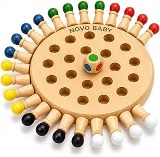 Novo Baby Wooden Memory Chess for Kids 2–5 Years | Montessori Educational Board Game | Color Matching Stick Puzzle for Boys & Girls | Brain Training Age 3+
