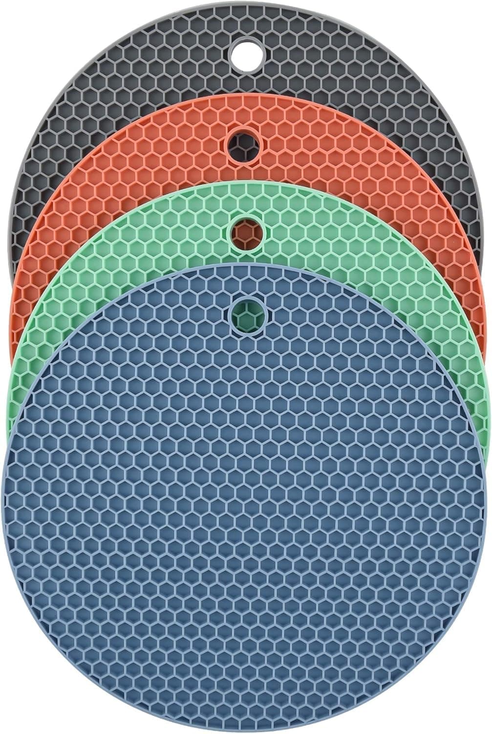 Spellwish 4 PCS Silicone Trivet Mats, Food Grade Silicon, BPA Free, Versatile Silicon Hot Pads for Kitchen, Suitable for Fondue Mats, Can Openers and Spoon Rests