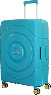 American Tourister Polycarbonate Material Circurity Max 77 cm Small Hardside Cabin Suitcase with Xtrasecu 3-Point Locking System & Double Spinner 8 Wheels for Unisex - Scuba Blue