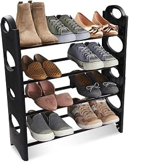 TNT THE NEXT TREND Premium 4 Shelf Plastic and Steel Shoe/Chappal/Book/Clothes Rack/Stand/for Home
