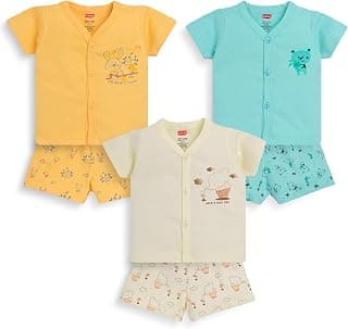LuvLap Baby Girls Regular Fit 100% Cotton Half Sleeves Girls Top CoSet Pack of 3