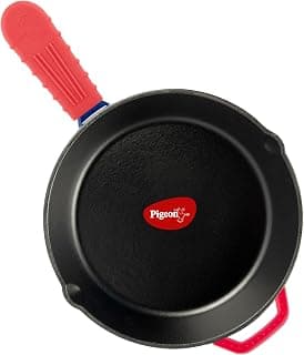 Pigeon by Stovekraft Cast Iron Frying Pan, 20 cm | Enamel Coated | Luxurious Mirror Finish | Toxin-Free | Perfect Crisping | Stylish Handle | Cook With Style, Elegance & Comfort