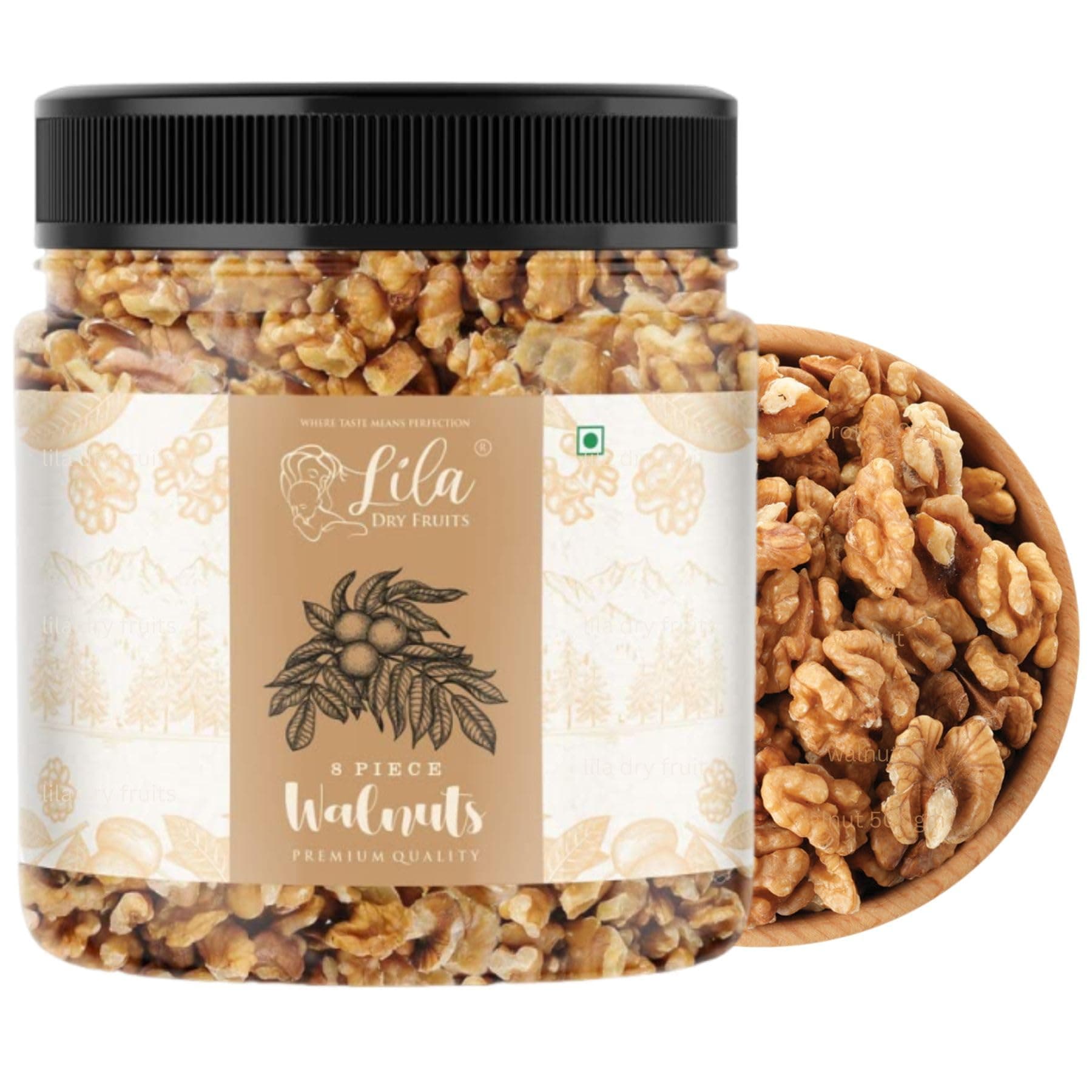 LILA DRY FRUITS Walnut 2 Kgs | Walnuts Kernal 100% Natural Without Shell Grade-8pcs | Akhrot Giri Dry Fruit Rich in Iron and Protein | Wallnuts for Snacking Perfect for Gifting (500g x 4)