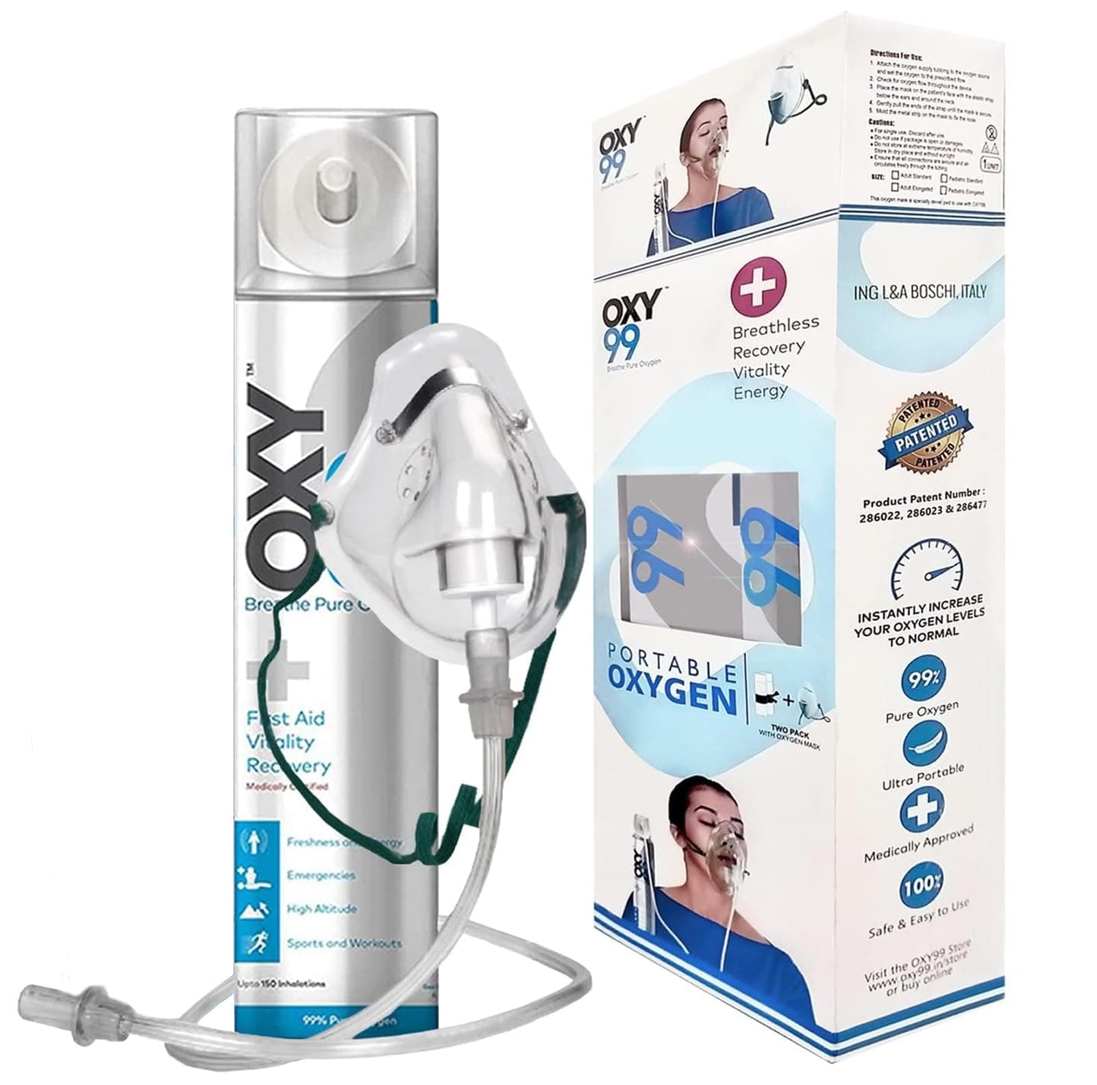Oxy99 portable oxygen cylinder single pack ING. BOSCHI ITALY
