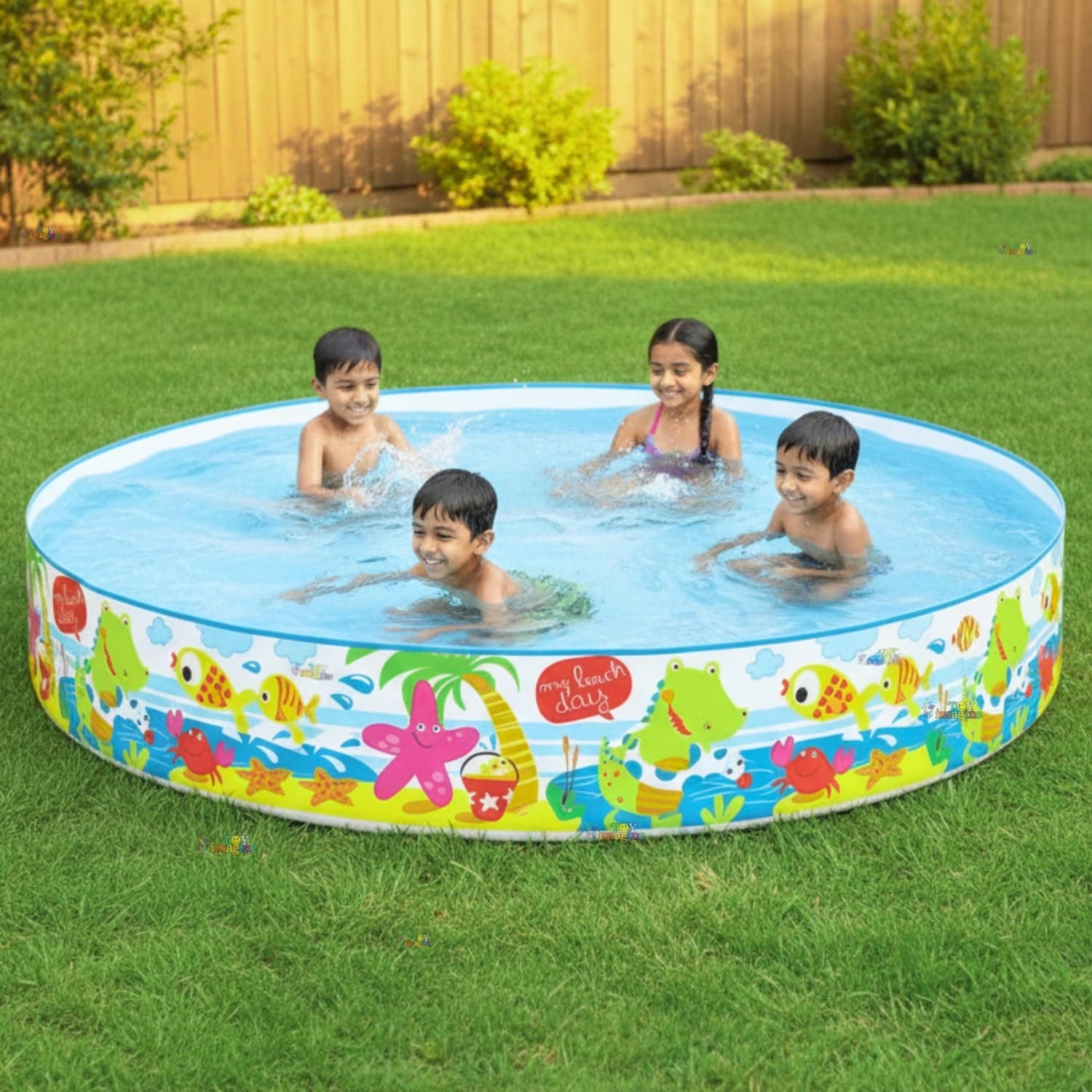 Toy Imagine 8 Feet Big Size Non-Air Portable Swimming Pool for Kids & Adults (1–10 Years) | Foldable & Durable Swim Center Bathing Tub | Outdoor Garden, Terrace & Holi Plastic Pool