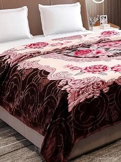 Monte Carlo Regal Gold Double Bed Winter Blanket Single Ply 510 GSM | 2.5 KG (210 x 205 CM) Maroon