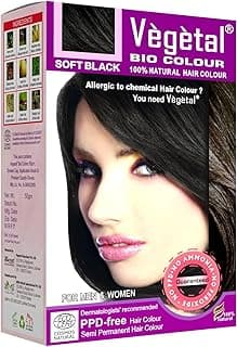 Vegetal Bio Hair Colour - Soft Black | 50g | Achieve Natural, Ammonia-Free Hair Color | PPD-Free, 100% Herbal Certified Organic for Men and Women | UV Protection and Luster Maintenance | Complete Kit