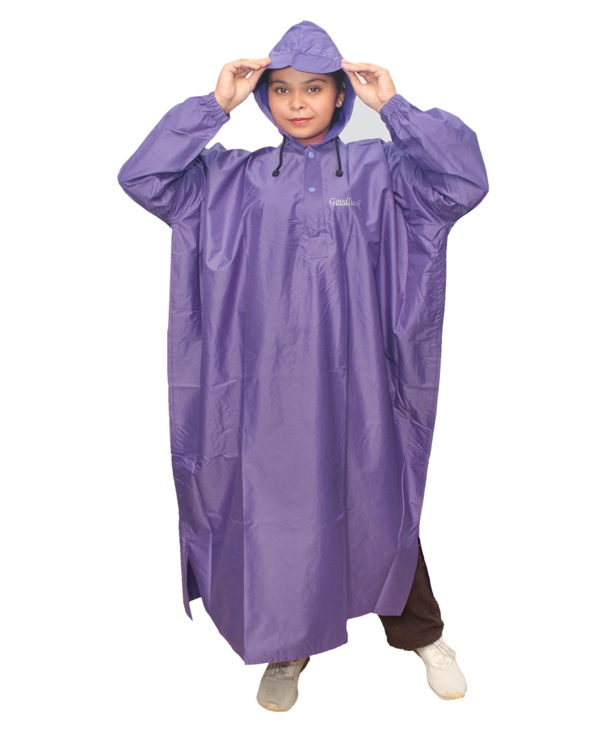 Goodluck Women's Big Size Poncho for rainy season, Rain Poncho, light weight reusable, packable and sturdy