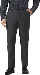 Blackberrys Men's Light Grey Polyester Blend Solid Slim Fit Formal Trousers
