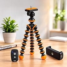 Amazon Basics Gorilla Tripod/Mini 33 cm (13 Inch) Tripod for Mobile Phone with Phone Mount & Remote, Flexible Gorilla Stand for DSLR & Action Cameras