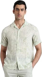 MUFTI Green Textured Camp Shirt