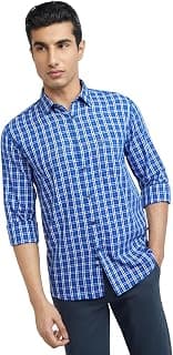 Parx Cotton Dark Blue Casual Shirt for Men