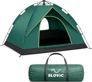 SLOVIC Portable Tent House for Camping | Ideal for 3 People | Water-Proof Tent House for Adults | Camping Accessories for Outdoor | Ideal for Picnic, Travel, Hiking, Outdoor | Green