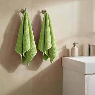 MYTRIDENT Trident 100% Cotton Hand Towels, Highly Absorbent, Super Soft - 2 Piece Set, 400 GSM, Gym & Spa Towels - Lime Green