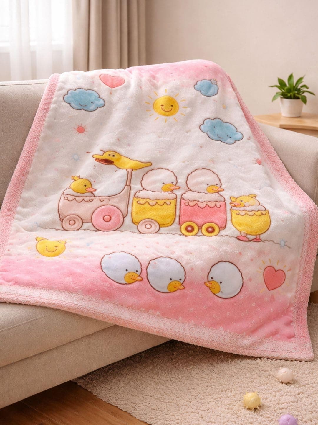 Mee Mee Ultra Soft Plush | Lightweight & Comfortable Baby Blankets | Swaddle for Infant & Toddler | Multipurpose | Breathable | Double Layred 1Years+ | Pink | 110X140 CM