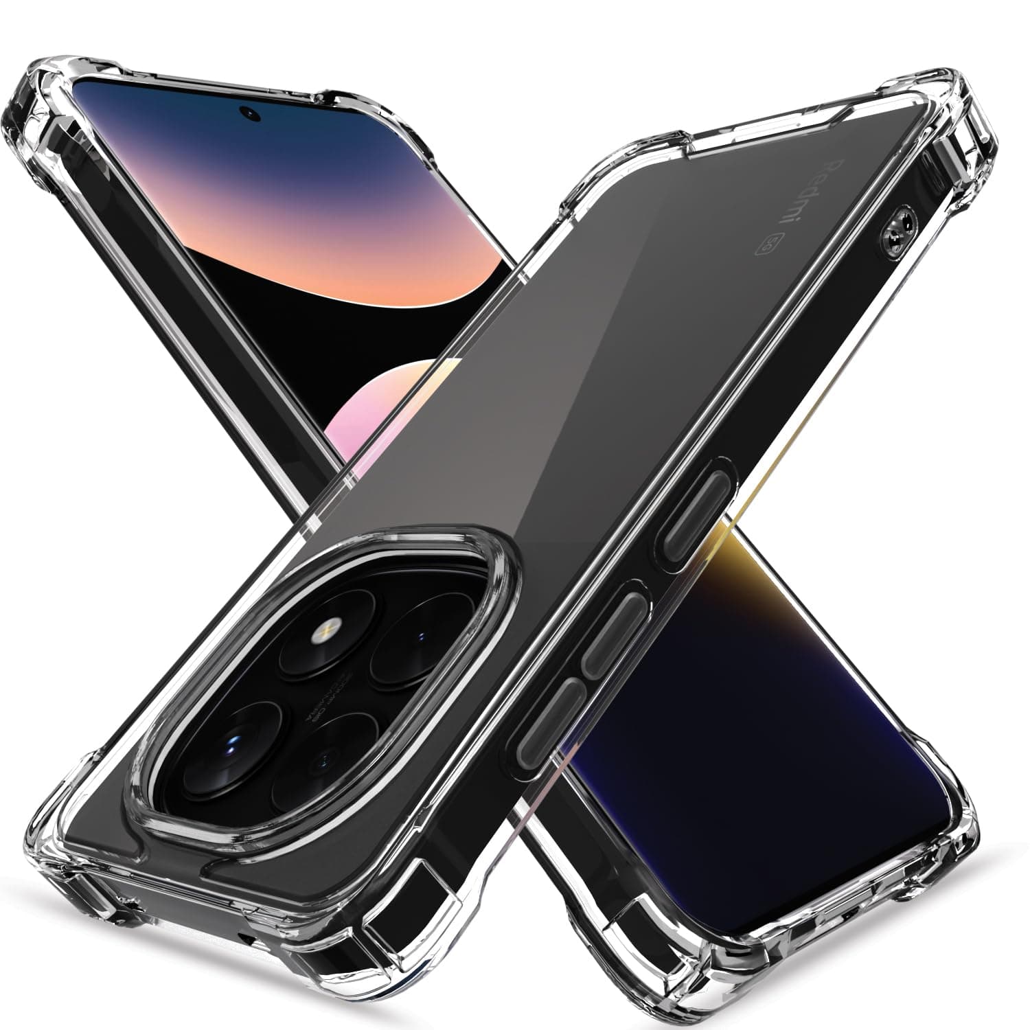 Amazon Basics Back Cover for Redmi Note 15 Pro 5G PC + TPU Clear Transparent Raised Edges Shockproof Protective Phone Bumper Case (Transparent)