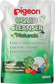 Pigeon Liquid Cleanser Naturals Refill 200 ml | pH Friendly | No Added Color & Alcohol | Natural Cleanser for Baby Feeding Bottles, Accessories, Fruits & Vegetables