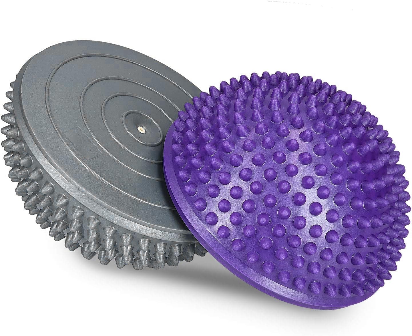 SKYFUN (LABEL) Half Sphere Balance Trainer Board Yoga Gym Half Spikey Ball, Air Dome Ball Stress Relief Deep Tissue Improve Core, Ab Strength, Foot Acupressure Inflatable Ball-Pack Of 2