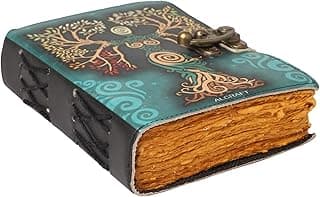 ALCRAFT Blank Spell Book of Shadows Journal with Lock Clasp Antique Handmade Deckle Edge Vintage Paper Leather Bound Journal for Women and Men |Travel Notebook for Writing 15.24 X 11.43 CM