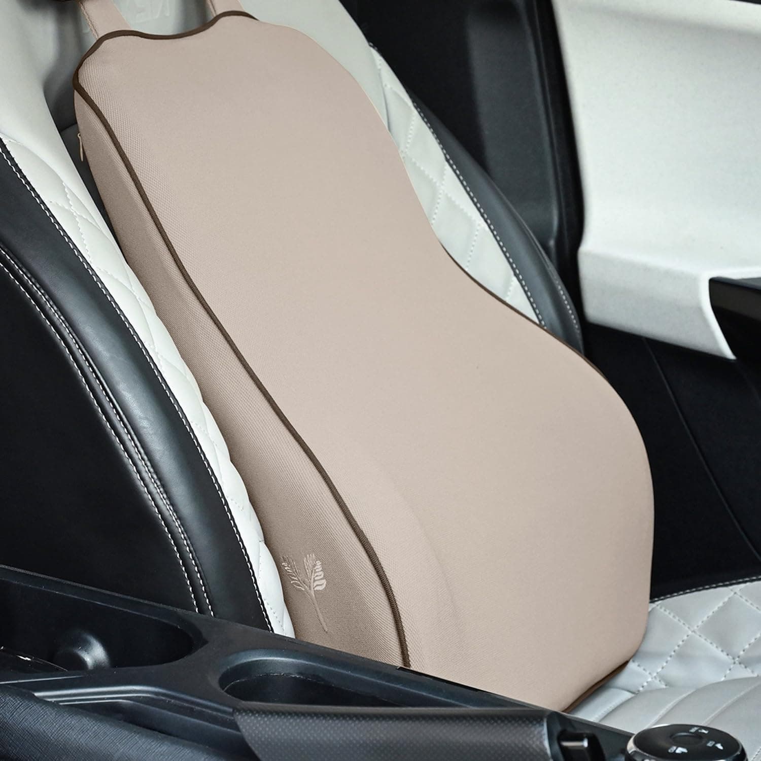 Grin Health Car Backrest Cushion with Lumbar Support for Back Pain, Orthopedic Car Seat Back Support for Long Drive Car Back Rest Support Memory Foam Car Pillow Lumbar Cushion (Beige)