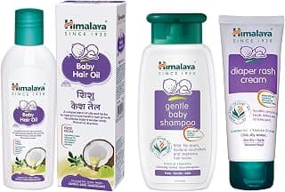 Himalaya Gentle Baby Shampoo (200ml) & Baby Hair Oil 200ml & Diaper Rash Cream,100gm