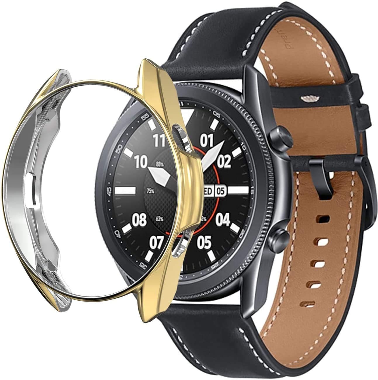 Oboe Watch Case Compatible with Samsung Galaxy Watch 3 41mm Multi Color Soft TPU Bumper Shell Ultra-Light Full Protective Cover (Gold)