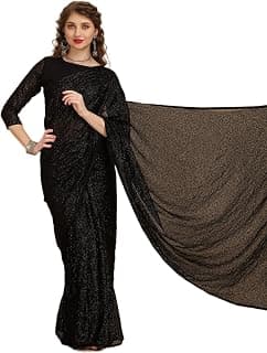 Kashmora Blooming Embroidered Pure Georgette Sequinned Party Saree with Unstitched Blouse Piece for Women| Stylish & Elegant Design| Ideal for Weddings, Parties & Special Occasions(SABYASACHI-BLACKK)